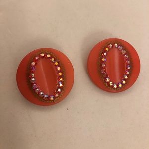 Vintage Salmon colored CLIP Earrings